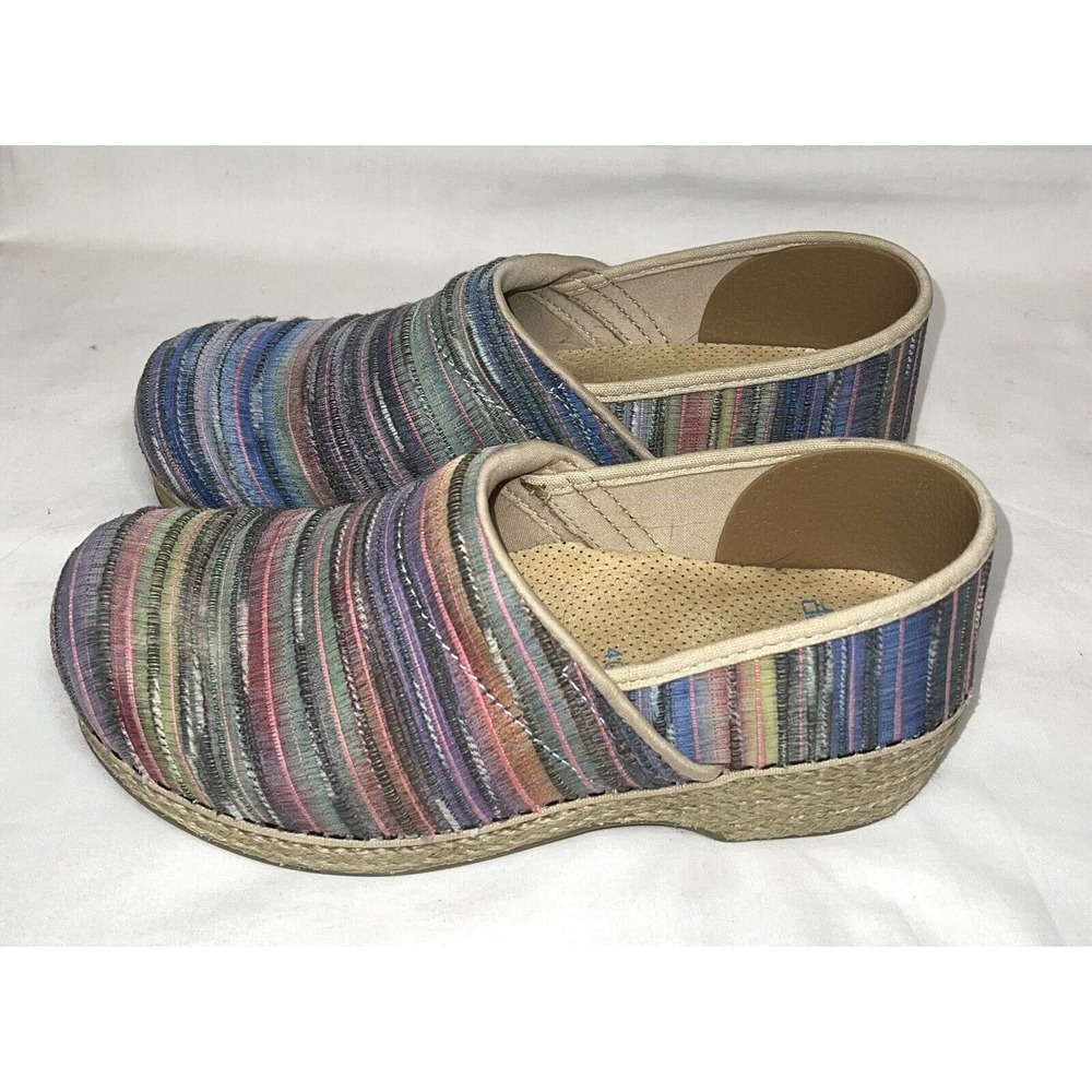 Dansko Pro Jute Rainbow Stripe Artisan Weave Sunset Clogs Shoes Womens 40 9.5-10